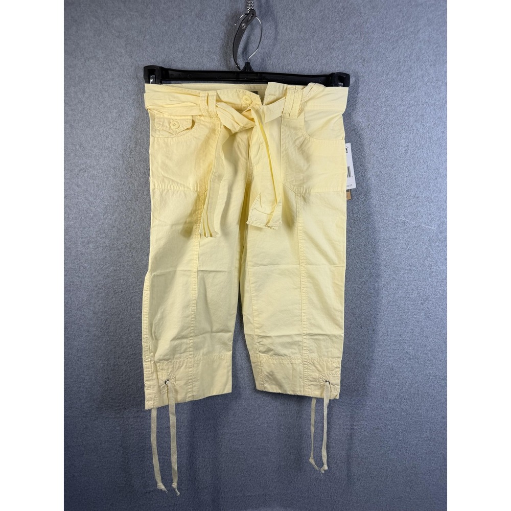 Star Ride Capri Pants Girls 7 Yellow Belted Cargo Drawstring Hem Cotton Summer